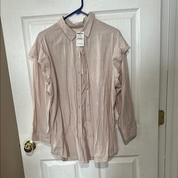Button-Up Blouse with Ruffle Sleeves - Picture 1 of 3